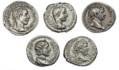 IMPERIO ROMANO. Lote de 5 denarios: Trajano, Septimio Severo, Julia Mamea, Alejandro Severo y Gordiano III. MBC+/MBC-.