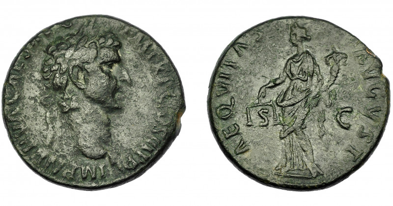 IMPERIO ROMANO. NERVA. As. Roma (96-98 d.C.). A/ Cabeza laureada a der. R/ Aequi...