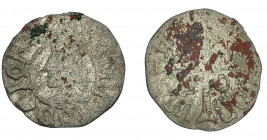 CORONA DE ARAGÓN. JUAN EL GRANDE (1458-1479). Dinero. Cerdeña. AR 0,67 g. 15,83 mm. IV-986. BC-.
