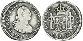 FERNANDO VII. 1/2 real. 1817. Santiago. FJ. VI-412. MBC-. Escasa.
