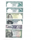 BILLETES ESPAÑOLES. BANCO DE ESPAÑA. Lote de 6 billetes de 5 ptas sin serie. 6-1945 ED-D50 ; 4-1947 ED-D55; 3-1948 ED-D56; 8-1951 ED- D60; 7-1954(2) E...