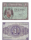 BILLETES ESPAÑOLES. BANCO DE ESPAÑA. 1 Peseta. 2-1938. Serie B. ED-28a. S.C.