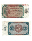 BILLETES ESPAÑOLES. BANCO DE ESPAÑA. 5 Pesetas. 9-1938. Serie D. ED-D36a. S.C.