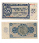 BILLETES ESPAÑOLES. BANCO DE ESPAÑA. 25 Pesetas. 11-1936. Serie S. ED-D20a. S.C.