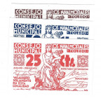 BILLETES LOCALES. Lote de 3 billetes. 25 céntimos, 50 céntimos y 1 peseta. Consejo Municipal los Navalmorales. Sin firma. MG-944 A, B y C. SC
