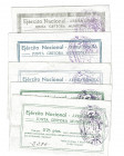 BILLETES LOCALES. Lote de 5 billetes. 25 céntimos, 1 peseta, 2 pesetas, 5 pesetas y 10 pesetas. Pobla de Segur. 4-1938. MG-1143 F, H, I, J, K. EBC a S...