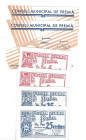 BILLETES LOCALES. Lote de 6 billetes. 5 céntimos, 25 céntimos y 50 céntimos en parejas correlativas. Consejo Municipal de Premià. 1937. MG-1177 A, C Y...