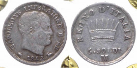 Napoleone I Re d'Italia (1805-1814) 5 Soldi (25 Centesimi) 1812 - Zecca di Milano - Ag - Gig. 192
SPL

 Shipping only in Italy