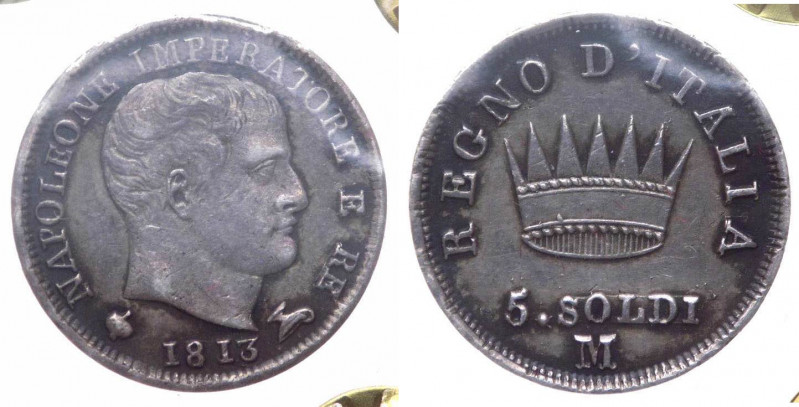 Napoleone I Re d'Italia (1805-1814) 5 Soldi (25 Centesimi) 1813 - Zecca di Milan...