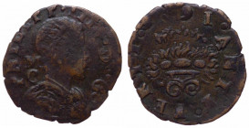 Regno di Napoli - Filippo IV (1621-1665) 3 Cavalli 1626 con sigle M C dietro il busto - MIR 274 - Ae - gr. 2,22
BB+

 Shipping only in Italy
