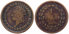 Regno delle due Sicilie - Ferdinando I di Borbone (1816-1825) Tornese del I°tipo 1817 - Gig. 25 - R - gr. 2,81 - Cu
qBB/BB

 Shipping only in Italy...