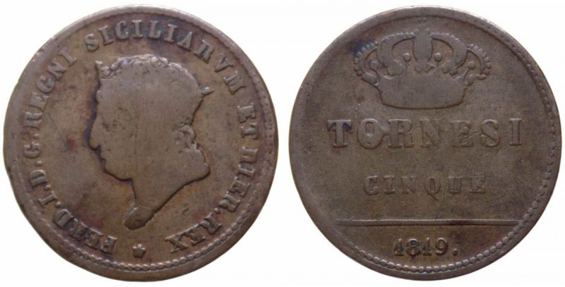 Regno delle due Sicilie - Napoli - Ferdinando I di Borbone (1816-1825) 5 Tornesi...