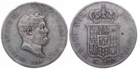 Regno delle due Sicilie - "Ferdinando II di Borbone (1830-1859) Piastra da 120 grana del VI° tipo 1856 - Gig. 87 - Ag"-27.12-gr. 27.08
BB+/qSPL

 S...