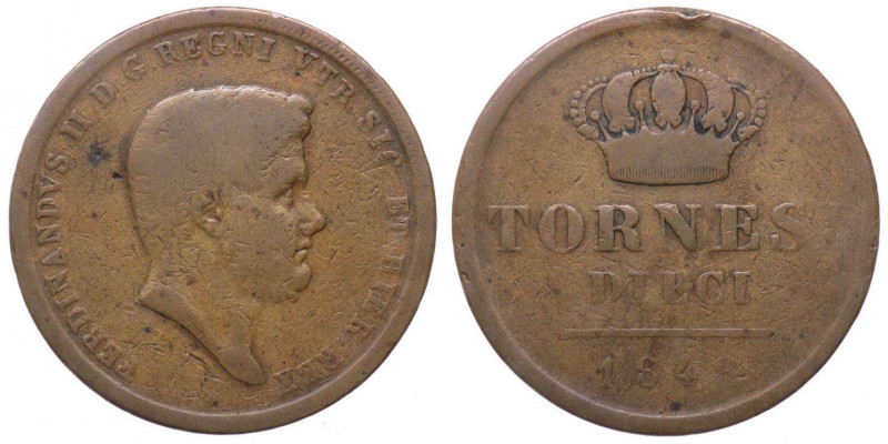 Regno delle Due Sicilie - Ferdinando II (1830-1859) 10 Tornesi 1848 - R2 MOLTO R...