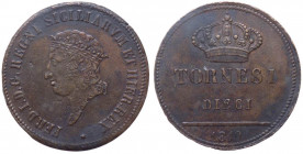 Regno delle Due Sicilie - Ferdinando I (1816-1825) 10 Tornesi 1819 - Cu - gr. 27,99 - Gig. 15
qSPL

 Shipping only in Italy