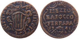 Stato Pontificio - Ferrara - Benedetto XIV (Prospero Lorenzo Lambertini) 1740-1758 Mezzo Baiocco 1745 Anno V - Munt. 281 - Cu - gr. 5,06
BB

 Shipp...