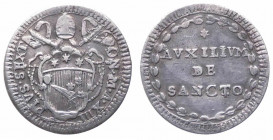 Stato Pontificio - Pio VI (Giovanni Angelo Braschi) 1775-1799 Grosso AVXILIVM DE SANCTO variante in corona di alloro senza bacche Anno XIII - Munt. 58...