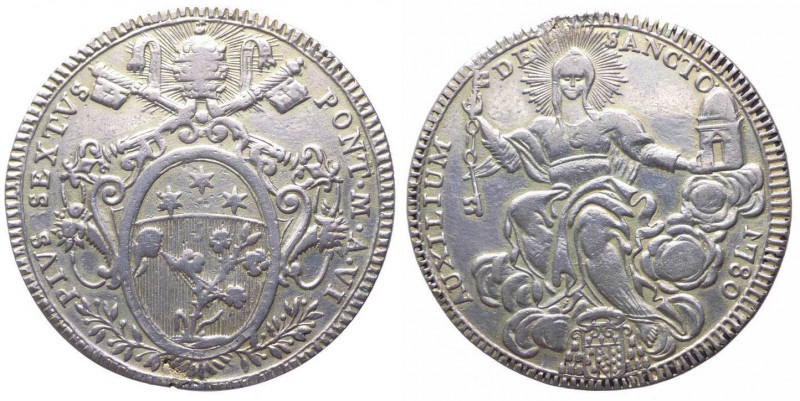 Stato Pontificio - Pio VI (1775-1799) Scudo romano 1780 anno VI - Ag - gr. 25,98...