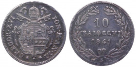 Stato Pontificio - Gregorio XVI (1831-1846) 10 Baiocchi (Giulio) 1841 anno XI - Zecca di Bologna - Ag - gr. 2,67 - Gig. 127
n.a.

 Shipping only in...