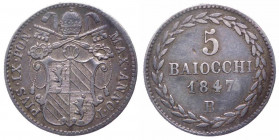Stato Pontificio - Pio IX (1846-1870) 5 Baiocchi (Grosso) 1847 anno I - Zecca di Bologna - Ag - gr. 1,35 - Gig. 140
n.a.

 Shipping only in Italy