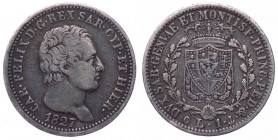 Carlo Felice (1821-1831) 1 Lira 1827 - Zecca di Genova - Gig. 76 - Ag
n.a.

 Shipping only in Italy