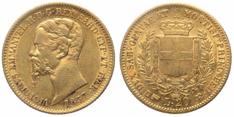 Vittorio Emanuele II (1849-1861) 20 Lire 1857 - Zecca di Torino - Au
BB/SPL

...