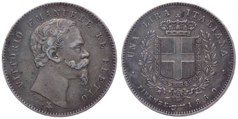 Vittorio Emanuele II Re Eletto (1859-1861) 1 Lira 1860 - Zecca di Firenze - Ag -...