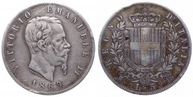 Vittorio Emanuele II (1861-1878) 5 Lire 1869 del II° Tipo - NC Non Comune - Ag - Gig. 39
n.a.

 Shipping only in Italy