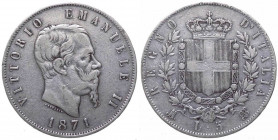 Regno d'Italia - Vittorio Emanuele II (1861-1878) 5 lire 1871, Zecca di Milano - Gig.42 - Ag
BB

 Shipping only in Italy