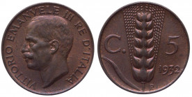 Vittorio Emanuele III (1900-1943) 5 Centesimi 1932 "Spiga " del II° Tipo - Gig. 278 - Cu
n.a.

 Shipping only in Italy