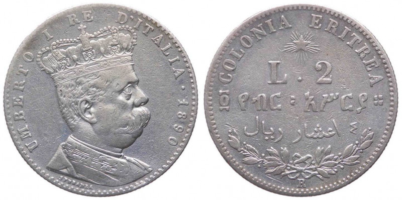 Eritrea - Umberto I (1890-1896) 2 Lire (4/10 di Tallero) 1890 - Gig. 3 - Ag
n.a...