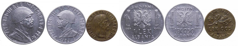 Lotto 3 monete: Albania - Vittorio Emanuele III (1900-1943) 1 Lek 1939 Anno XVII...