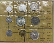 Monetazione in Lire (1946-2001) serie 1970 - composta da 9 valori - L 1000 "Roma Capitale" (Ag) - L 500 (Ag) - L 100 (Ac) - L 50 (Ac) - L 20 (Ba) - L ...