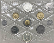 Monetazione in Lire (1946-2001) - serie 1985 - composta da 10 valori - L 500 "Manzoni" (Ag) - L 500 -L 200 - L 100 - L 50 - L 20 - L 10 - L 5 - L 2 - ...