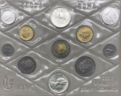 Monetazione in Lire (1946-2001) - serie 1986 - composta da 11 valori - L 500 "Donatello" (Ag) - L 500 (Ag) - L 500 - L 200 - L 100 - L 50 - L 20 - L 1...