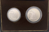 San Marino - Nuova Monetazione (dal 1972) Dittico in Ag del 1984 composto da: 1000 Lire e 500 Lire commemorative della XXIII Olimpiade - in cofanetto ...