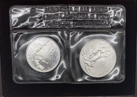 San Marino - Nuova Monetazione (dal 1972) Dittico in Ag del 1984 composto da: 1000 Lire e 500 Lire commemorative della XXIII Olimpiade - in cofanetto...