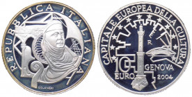 Repubblica Italiana - Monetazione in Euro (dal 2002) 10 euro 2004 "Genova Capitale Europea della Cultura" - In cofezione completa di scatola e cofanet...