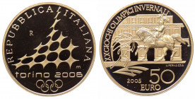 Repubblica Italiana - Monetazione in Euro (dal 2002) 50 Euro 2005 "XX Olimpiadi Invernali Torino 2006 - I°emissione" - NC - In confezione completa di ...