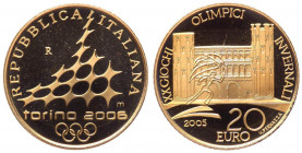 Repubblica Italiana - Monetazione in Euro (dal 2002) 20 Euro 2005 "XX Olimpiadi Invernali Torino 2006 - I°Emissione" - Piccola ossidazione al D/ - In ...