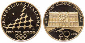 Repubblica Italiana - Monetazione in Euro (dal 2002) 20 Euro 2005 "XX Olimpiadi Invernali Torino 2006 - II° Emissione" - In confezione completa di sca...