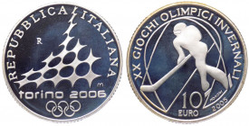 Repubblica Italiana - Monetazione in Euro (dal 2002) 10 euro 2005 "XX Olimpiadi Invernali Torino 2006 - II emissione" - In confezione completa di scat...