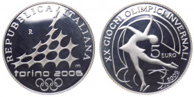Repubblica Italiana - Monetazione in Euro (dal 2002) 5 euro 2005 "XX Olimpiadi Invernali Torino 2006 - I emissione" - In confezione completa di scatol...