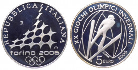 Repubblica Italiana - Monetazione in Euro (dal 2002) 5 euro 2005 "XX Olimpiadi Invernali Torino 2006 -III emissione" - In confezione completa di scato...