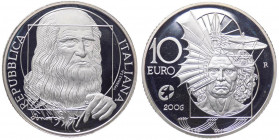 Repubblica Italiana - Monetazione in Euro (dal 2002) 10 euro 2006 "Leonardo da Vinci" - In confezione completa di scatola e cofanetto - (Ag - gr. 22 -...