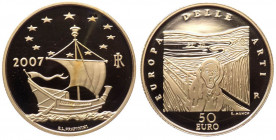 Repubblica Italiana - Monetazione in Euro (dal 2002) 50 Euro 2007 "Europa delle Arti - Norvegia" - NC - In confezione completa di scatola e cofanetto ...