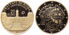 Repubblica Italiana - Monetazione in Euro (dal 2002) 20 Euro 2007 "50°Anniversario dei Trattati di Roma" - NC - In confezione completa di scatola e co...