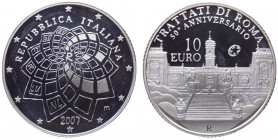 Repubblica Italiana - Monetazione in Euro (dal 2002) 10 euro 2007 "50° Anniversario Trattati di Roma" - In confezione completa di scatola e cofanetto ...