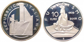 Repubblica Italiana - Monetazione in Euro (dal 2002) 10 euro 2009 "100° Anniversario Fondazione Movimento Futurista" - In confezione completa di scato...