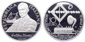 Repubblica Italiana - Monetazione in Euro (dal 2002) 10 euro 2009 "100° Anniversario Premio Nobel a Marconi" - In cofezione completa di scatola e cofa...